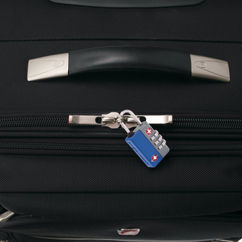 SWISSGEAR قفل حقائب السفر سويس جير معتمد من TSA مع مجموعة قابلة لإعادة الضبط ومؤشر فحص، أسود، مقاس واحد - Image 2